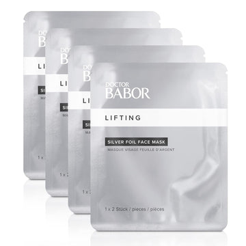 Babor Doctor Lifting Rx Silver Foil Mask, Hyaluronic Acid Sheet Mask Collagen Rebuilding And Protection Mask (4 Pack)