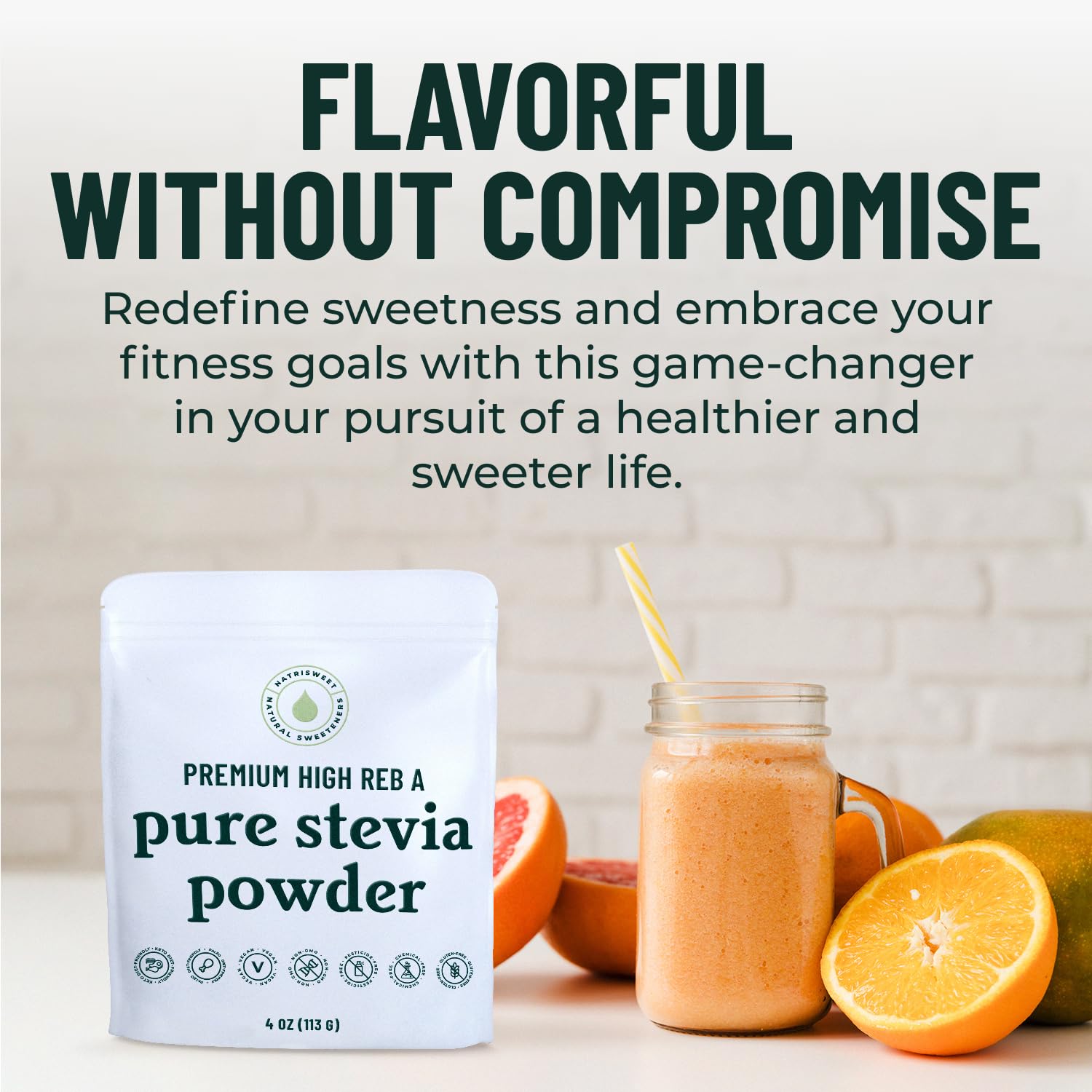 Natrisweet Premium Pure Stevia Powder, 810 Servings, Powdered Stevia Extract, Natural Stevia Powder For Baking, Zero Calorie Stevia Sweetener, No Fillers, No Aftertaste, Non-Gmo, Keto Friendly, 113G