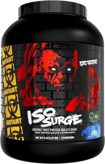 Mutant Iso Surge Whey Protein Isolate Powder Acts Fast To Help Recover, Build Muscle, Bulk And Strength, 5 Lb - Vanilla Ice Cream