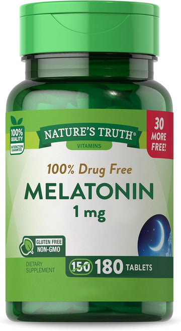 Nature'S Truth Melatonin 1 Mg | 180 Tablets | Vegetarian, Non-Gmo And Gluten Free Supplement
