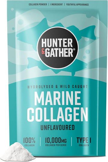 Hunter & Gather Marine Collagen Powder Twin Pack | Pure Unflavoured Premium Hydrolysed Wild Caught Marine Collagen Peptides Powder For Hair Skin Nails Muscles | Collagen Supplements For Women And Men
