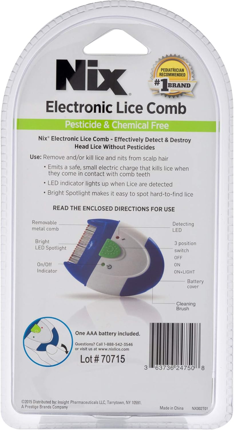 Nix Electronic Lice Comb, Instantly Kills Lice & Eggs And Removes From Hair : Health & Household