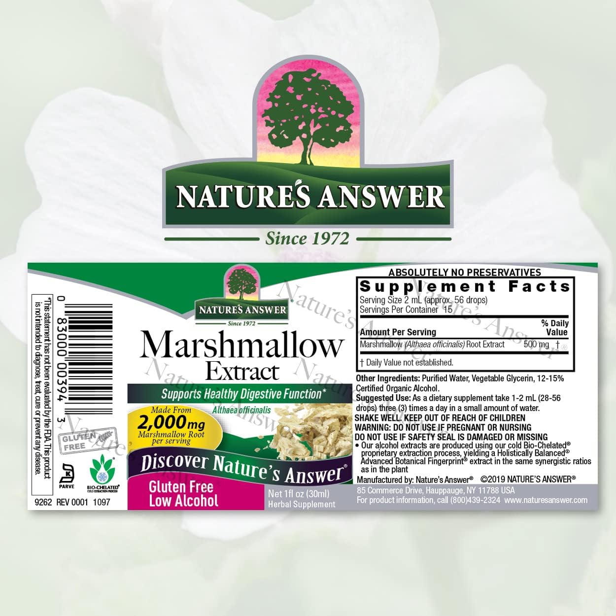Nature's Answer Marshmallow Root with Organic Alcohol, 1- 