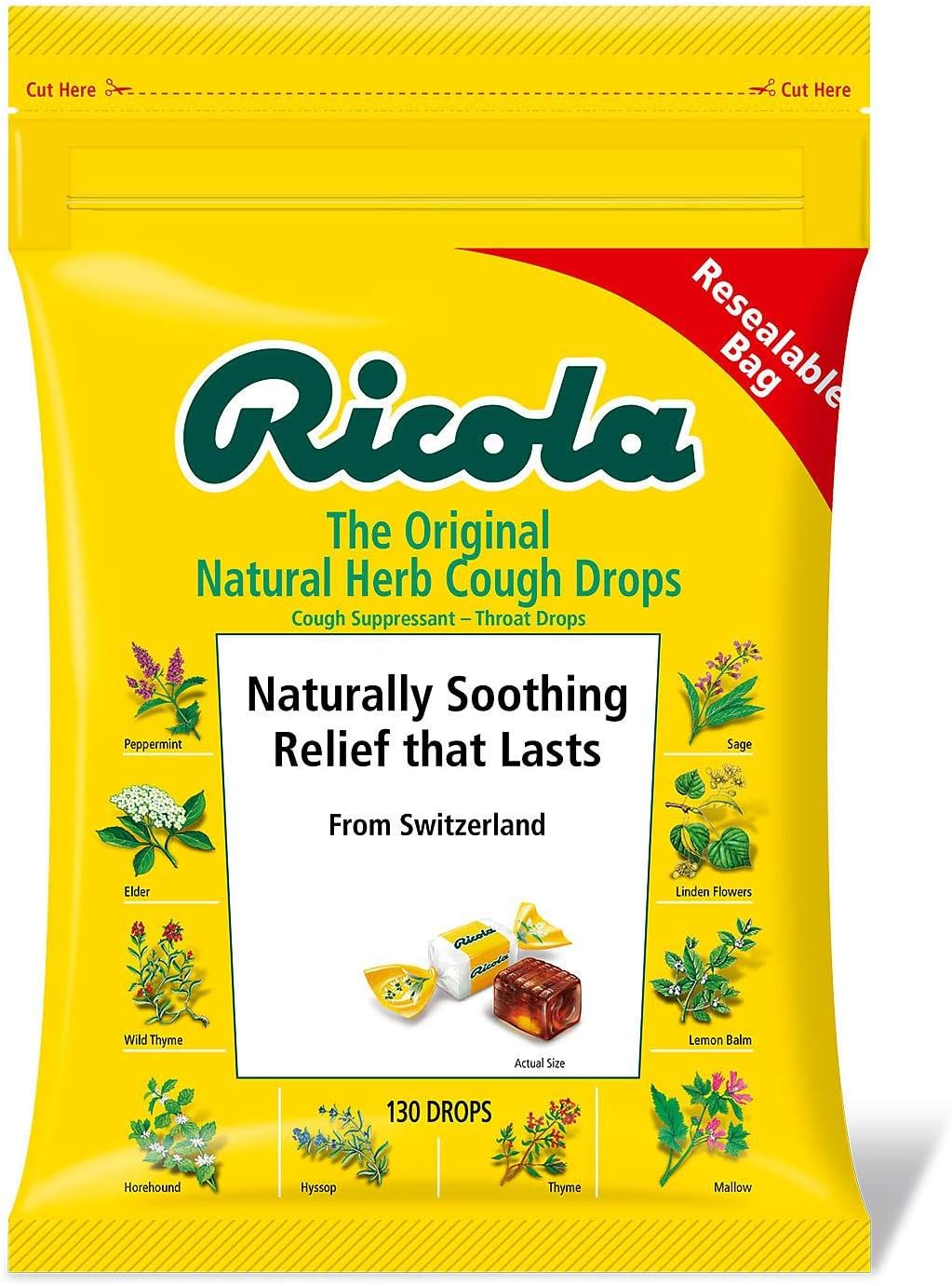 Ricola Original Natural Herb Cough Drops 2 Bags 130 Drops each