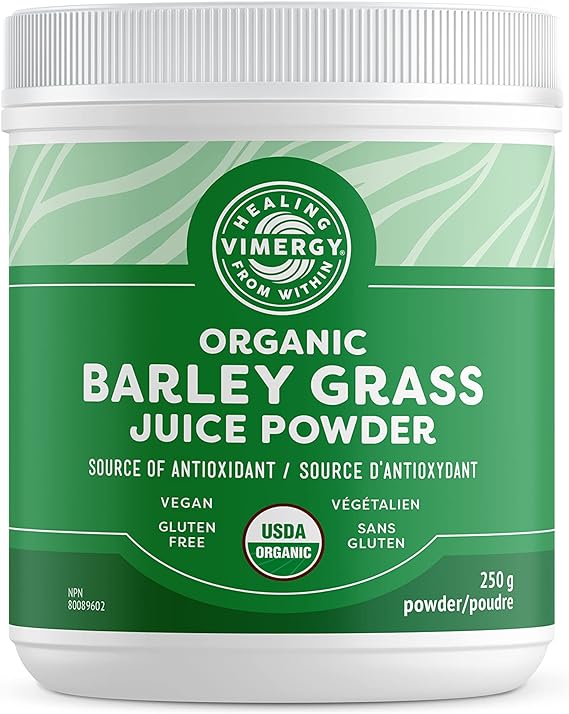 Vimergy USDA Organic Barley Grass Juice Powder, 62 Servings ? Super Greens Powder Contains Iron, Vitamin C, & Vitamin E ? Non-GMO, Gluten-Free, Soy-Free, Vegan & Paleo ? Daily Greens Booster (250g)