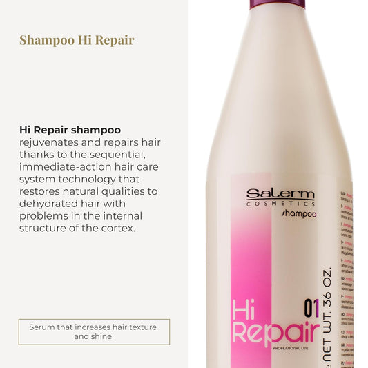 Salerm - Repairing Shampoo - Hi Repair Shampoo - 1000 Ml - Deep Hydration For Damaged Hair - Repairs And Rejuvenates - Shinier And Softer Hair - Immediate Effect