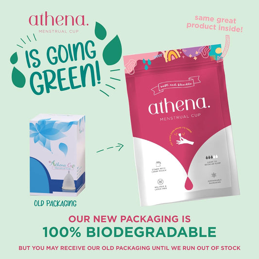 Athena Menstrual Cups 2 Pack - Large and Small Set in Solid Pink - The Original Softer Reusable Period Cup - Covers Your Light to Heavy Menstruation Days - Insert Easier with The Form Fit Rim