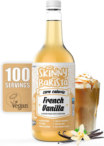 Skinny Food Co English Toffee Syrup For Coffee 1L - Sugar Free - Zero Calorie Toffee Nut Syrup For Tea, Hot Chocolate, Fruit, Baking, Protein Drinks - Vegan-Friendly, Gluten-Free