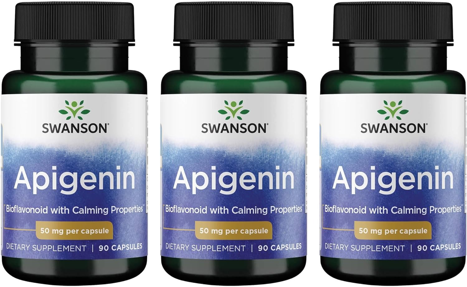 Swanson Apigenin Supplement For Sleep - 90 Caps, 50 Mg Each - Sleep And Relaxation With Stress Relief - Natural Support (Packaging May Vary) 3 Pack