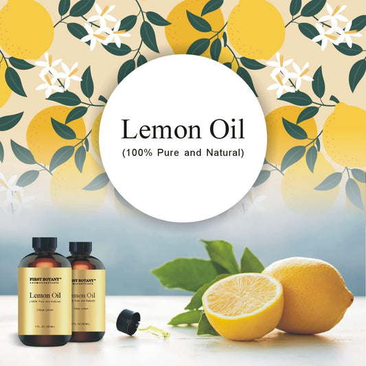 First Botany, 100% Pure Lemon Oil - Premium Lemon Essential Oil For Aromatherapy, Massage, Topical & Household Uses - 1 Fl Oz