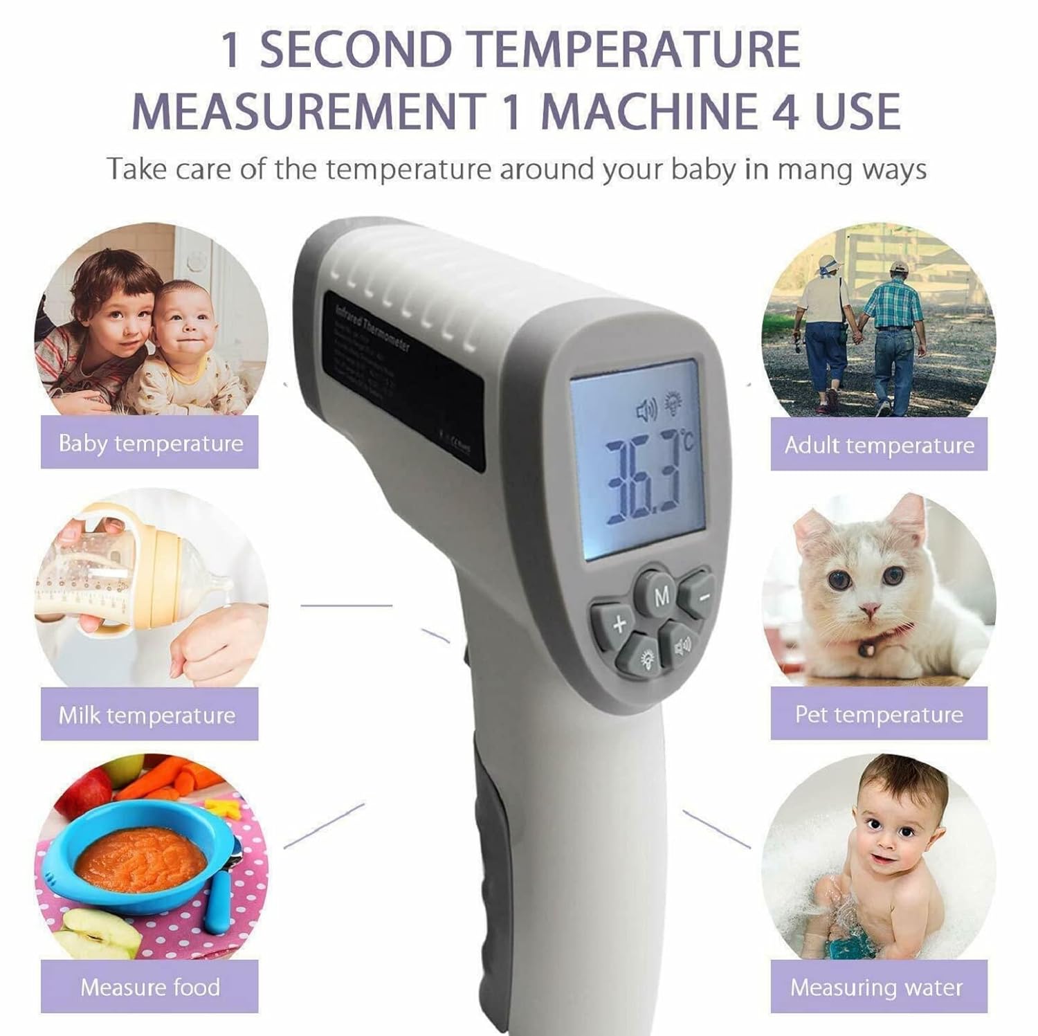 Infrared Thermometer for Adults, Kids and Object, Non-Contact Forehead Thermometer with Object Mode Function, Touchless Infrared Digital Temperature Gun, Fever Alert and Set Memory Recall : Baby
