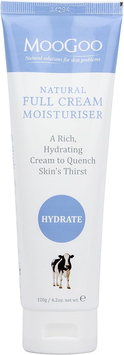 Moogoo Natural Full Cream Moisturiser - Ultra-Hydrating Repair For Dry, Itchy, Sensitive Skin - Suitable For Face, Body & All Ages, 120G/4.2Oz