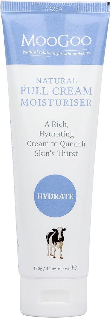 Moogoo Natural Full Cream Moisturiser - Ultra-Hydrating Repair For Dry, Itchy, Sensitive Skin - Suitable For Face, Body & All Ages, 120G/4.2Oz