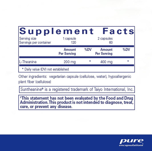 Pure Encapsulations L-Theanine - Amino Acid Supplement To Support Relaxation, Stress & Nervous System