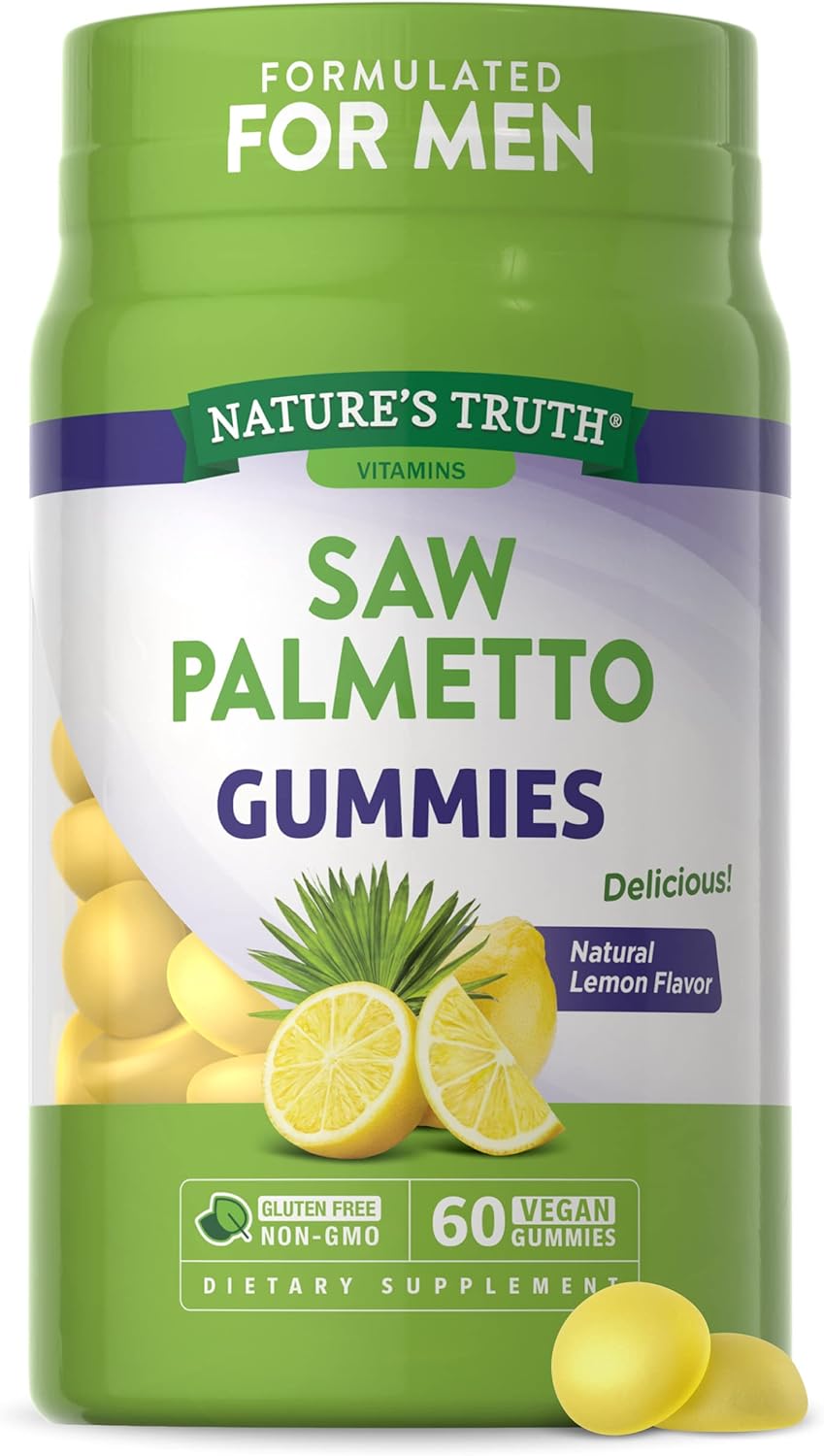 Saw Palmetto Gummies | 60 Count | Vegan, Non-Gmo & Gluten Free Extract | Lemon Flavor | Formulated For Men | By Nature'S Truth