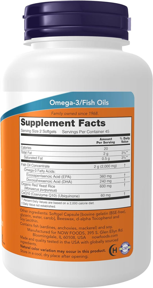NOW Supplements, Red Omega? with CoQ10 30 mg and Omega-3 Fish Oil, Cardiovascular Support*, 90 Softgels