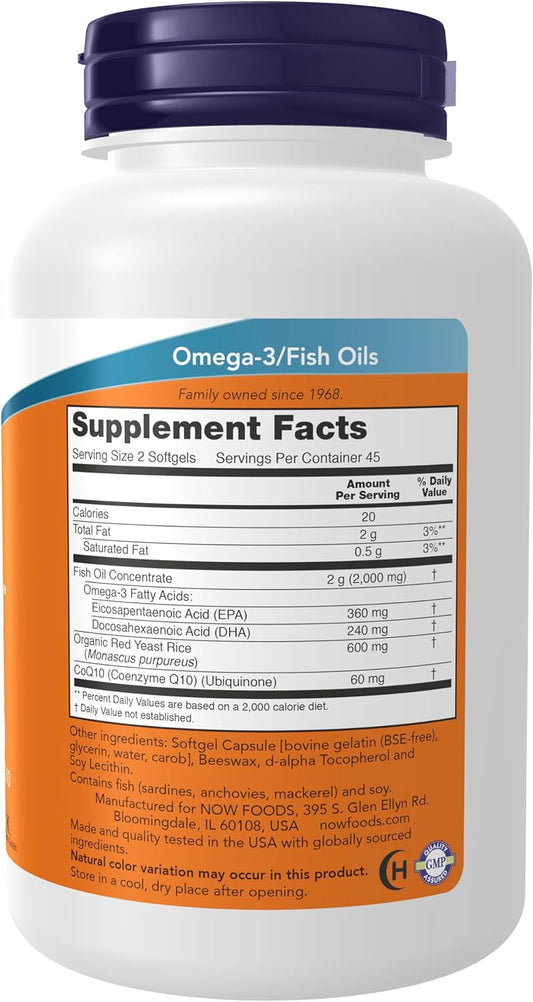 Now Foods Supplements, Red Omega™ With Coq10 30 Mg And Omega-3 Fish Oil, Cardiovascular Support*, 90 Softgels