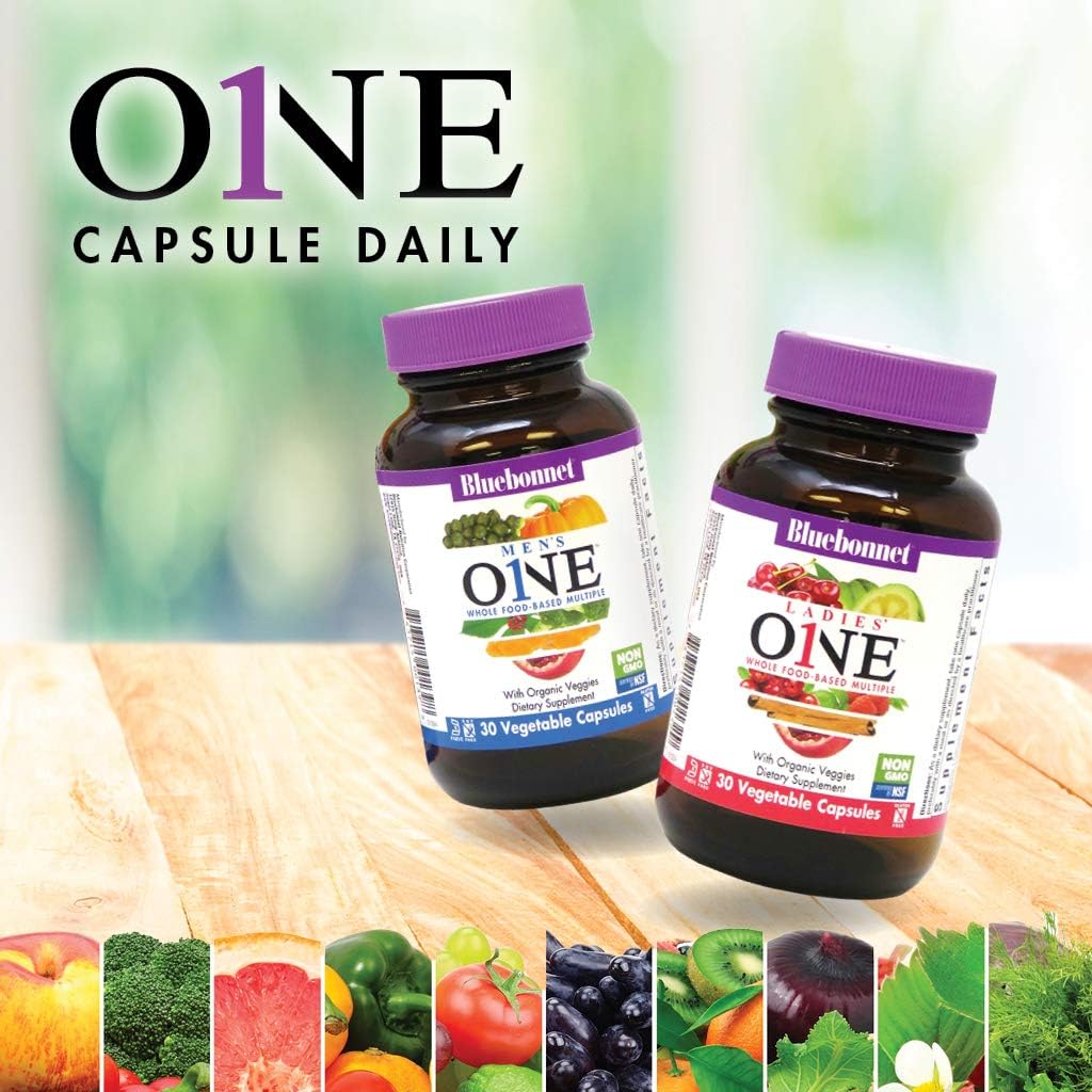 Bluebonnet Nutrition Ladies One Vegetable Capsule, Whole Food Multiple, K2, Organic Vegetable, Energy, Vitality, Non-Gmo, Gluten Free, Soy Free, Milk Free, Kosher, 90 Vegetable Capsule, 3 Month Supply : Health & Household