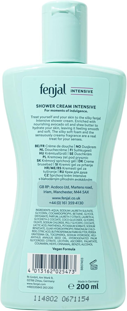 Fenjal Intensive Body Shower Creme, Exfoliating, Brighter & Nourished Skin, Bergamot & Vanilla, 200 Ml