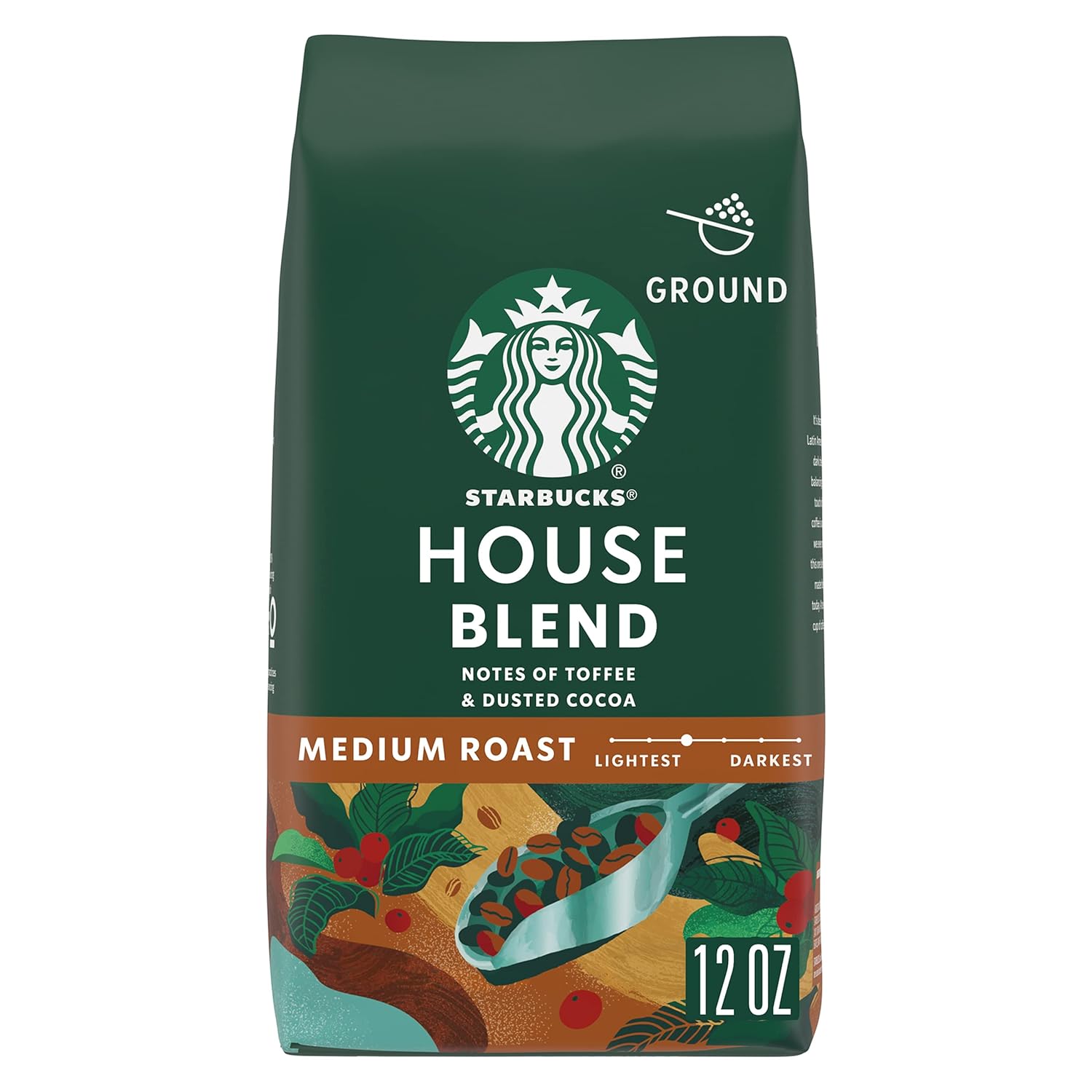 Starbucks Ground Coffee, Medium Roast Coffee, House Blend, 100% Arabica, 1 Bag (12 Oz)
