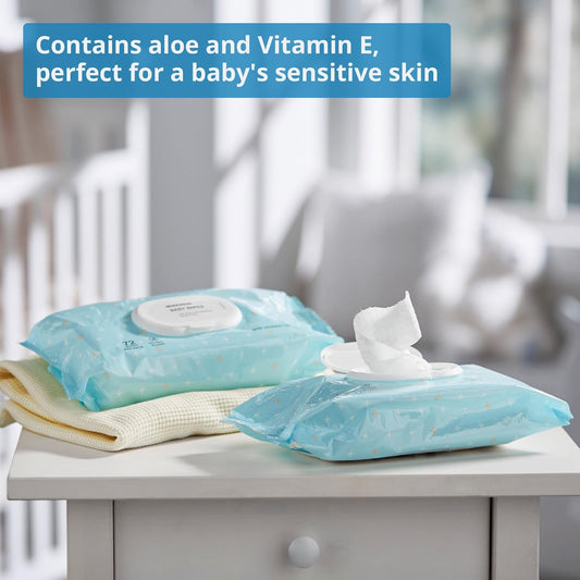 McKesson Baby Wipe with Aloe and Vitamin E, Unscented, Alcohol-Free, 72 Wipes, 12 Packs, 864 Total