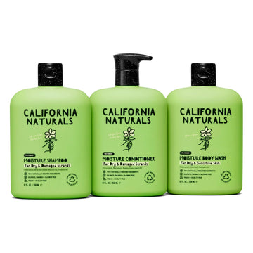 California Naturals Shower Kit, Moisture Shampoo, Conditioner, and Body Wash Bundle for Dry Hair and Sensitive Skin, Natural, Vegan, Cruelty, Silicone, Paraben, and Sulfate Free, 3 Pack - 1 of Each