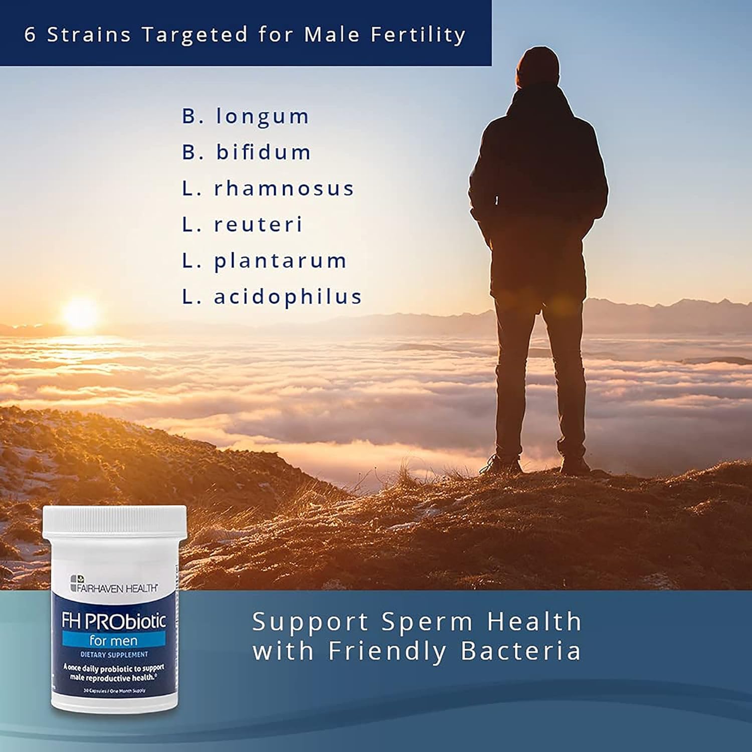 Fairhaven Health FH PRObiotic for Men | Male Fertility Supplement | 6 Probiotic Strains to Support Male Fertility | Gluten and Soy Free | 1 Month Supply : Health & Household