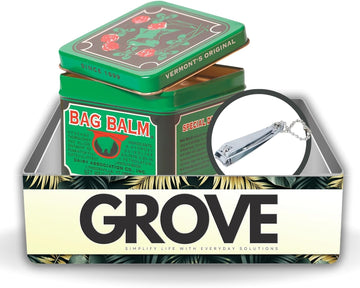 Grove Vermont'S Original Udder Bag Balm Ointment 8 Oz Bundle With Nail Clipper - Moisturizing Balm For Dry Cracked Feet And Hands - Original Bag Balm For Effective Skin Relief And Care - (2 Items)