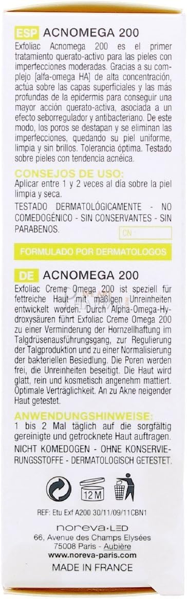 Noreva Exfoliac Acnoméga 200 30Ml : Pore Cleansers : Beauty & Personal Care