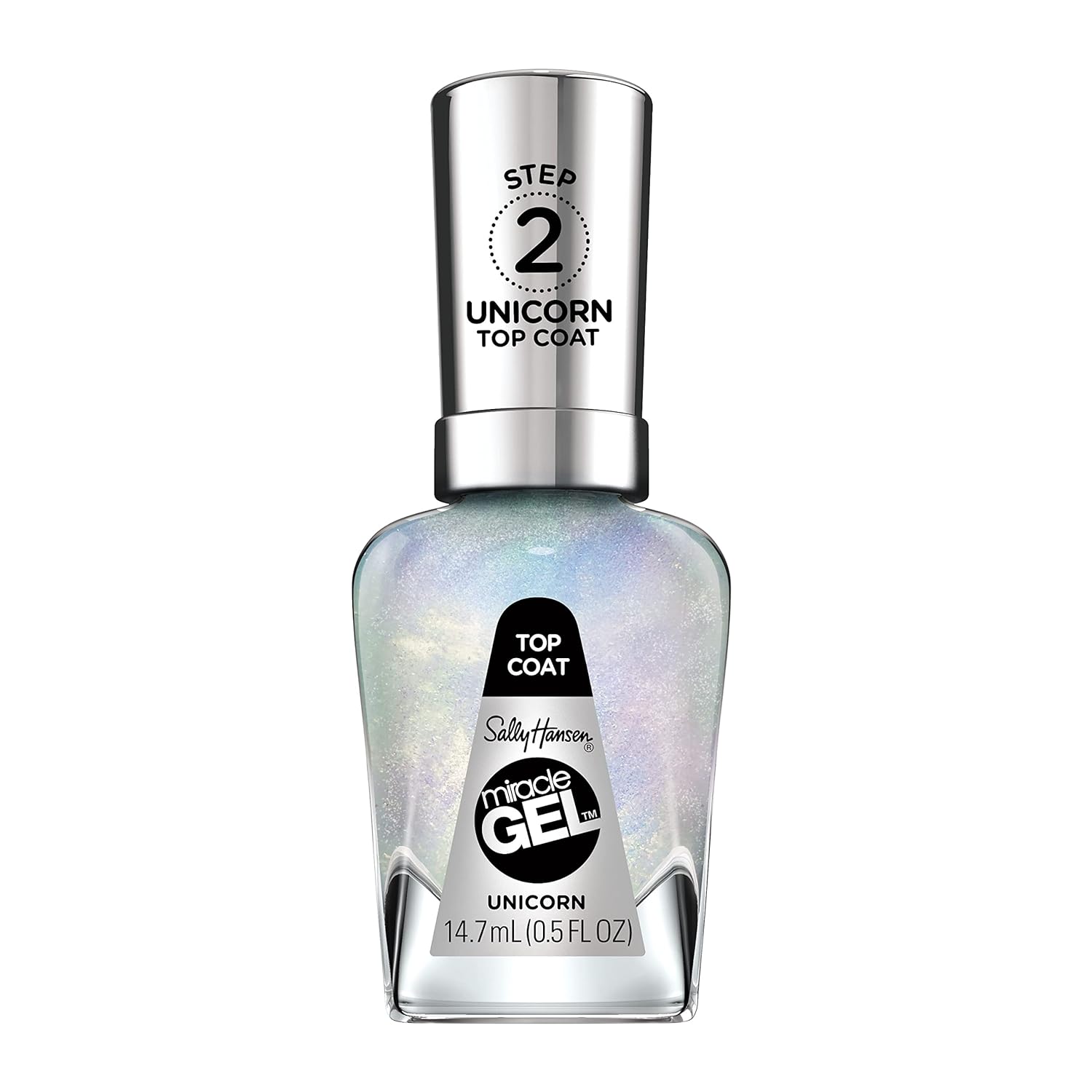 Sally Hansen Miracle Gel™, Unicorn Top Coat, Long Lasting, Gel-Like Formula, No Uv Lamp Needed, Glitter Nail Polish