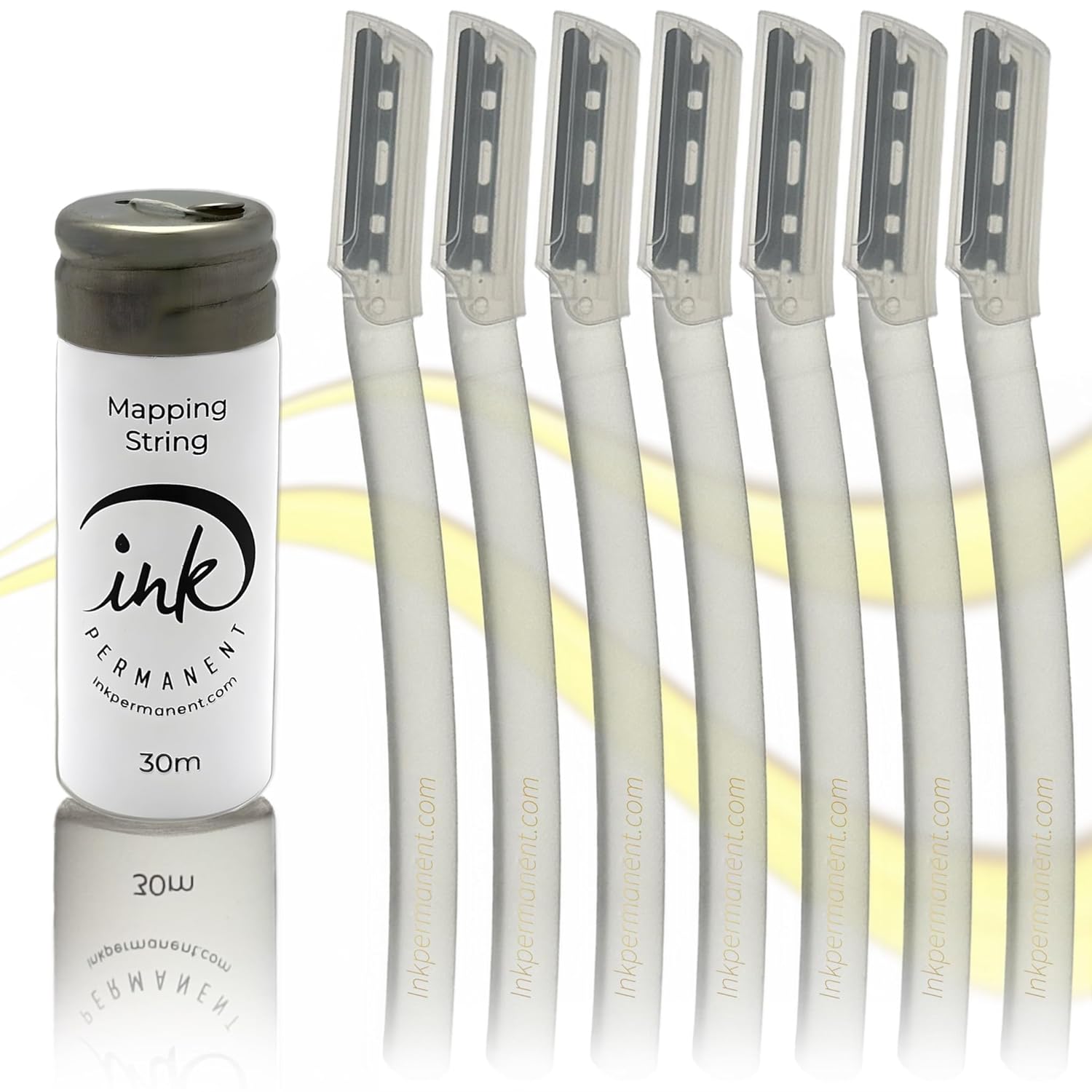 White Brow Mapping String [100 Ft Bottles - 30 M] Pre-Inked String For Permanent Makeup And Microblading Supplies, Brow Mapping Kit, Eyebrow Thread For Shaping (White)