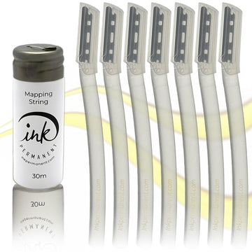 White Brow Mapping String [100 Ft Bottles - 30 M] Pre-Inked String For Permanent Makeup And Microblading Supplies, Brow Mapping Kit, Eyebrow Thread For Shaping (White)
