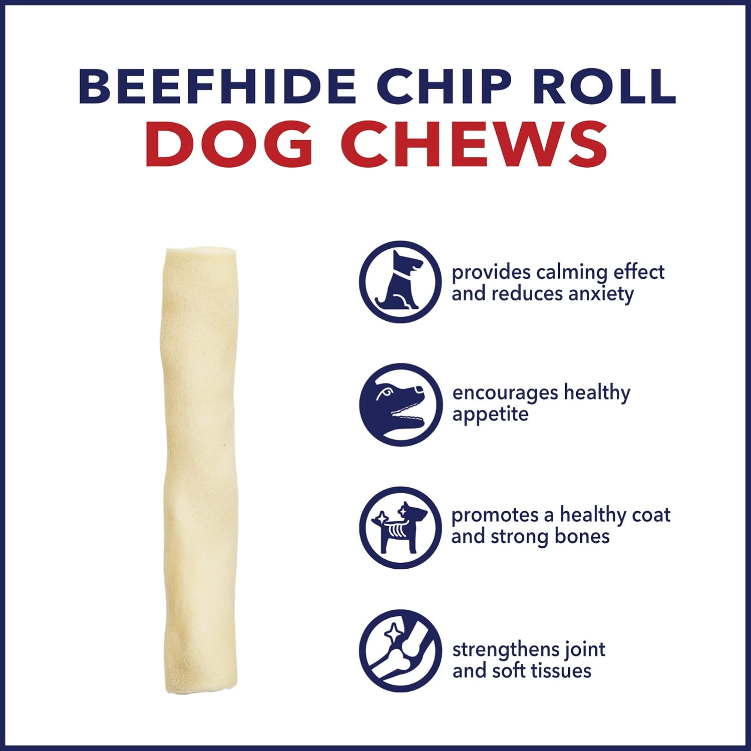 Pet Factory 100% Made in USA Beefhide 5" Chip Rolls Dog Chew Treats - Natural Flavor, 22 Count/1 Pack : Pet Chew Toys : Pet Supplies