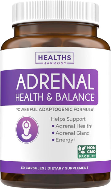 Adrenal System Support & Cortisol Manager (2 Month Supply) Powerful Ashwagandha & L-Tyrosine Fatigue Supplement - Maintain Balanced Cortisol Levels, Health, & Stress Relief - Non-GMO - 60 Capsules