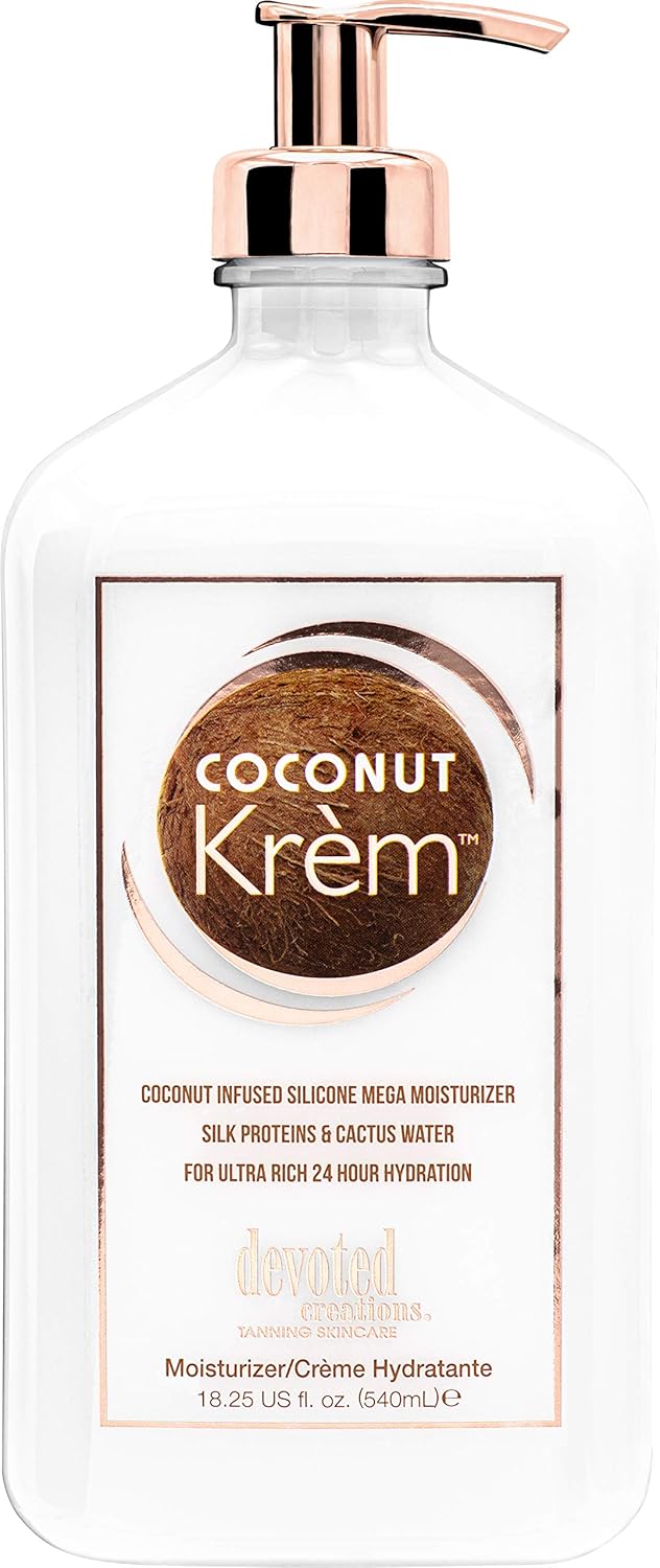 Devoted Creations Coconut Krém Moisturizer - Coconut Infused Silicone Moisturizer With Silk Proteins & Cactus Water For Ultra Rich 24 Hour Hydration 18.25 Oz