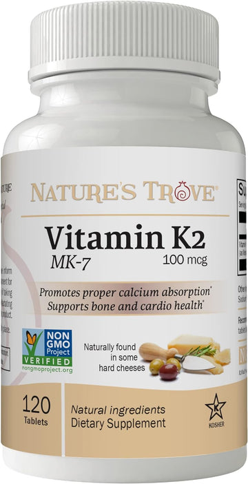 Nature's Trove Vitamin K2 MK7 Supplement, 100mcg, 120 Count, Vegan