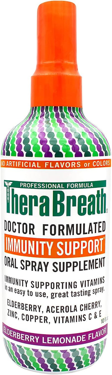 Therabreath Immunity Support Doctor Formulated Oral Spray Supplement, Elderberry Lemonade, 10 Ounce