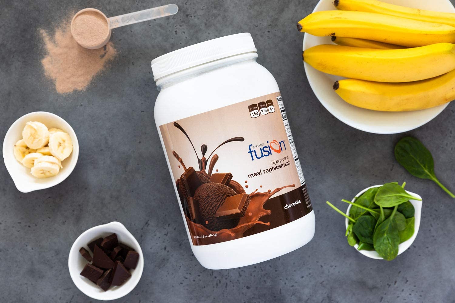 Bariatric Fusion Chocolate High Protein Meal Replacement Shake | 27g Whey Isolate Bariatric Protein Powder | Lactose Free Whey Protein Powder | Gluten and Sugar Free | 21 Servings