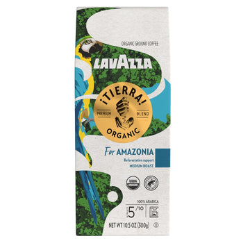 Lavazza, ¡Tierra Organic Amazonia Ground Coffee Medium Roast 10.5 Oz Bag, Floral Notes, Value Pack, Balanced And Aromatic Fruity And Floral Notes - Packaging May Vary