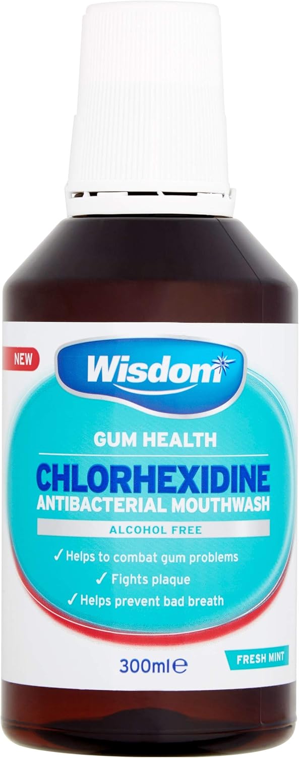 Wisdom Chlorhexidine Mouthwash - Fresh Mint - Alcohol Free (1 X 300Ml Bottles)