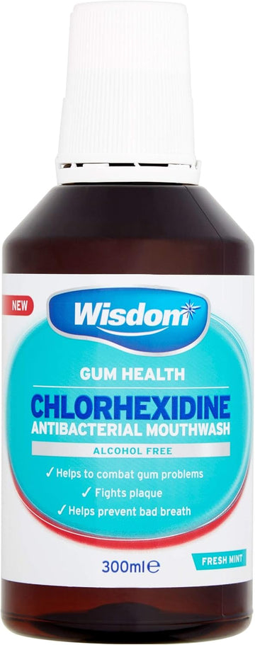 Wisdom Chlorhexidine Mouthwash - Fresh Mint - Alcohol Free (2 X 300Ml Bottles)