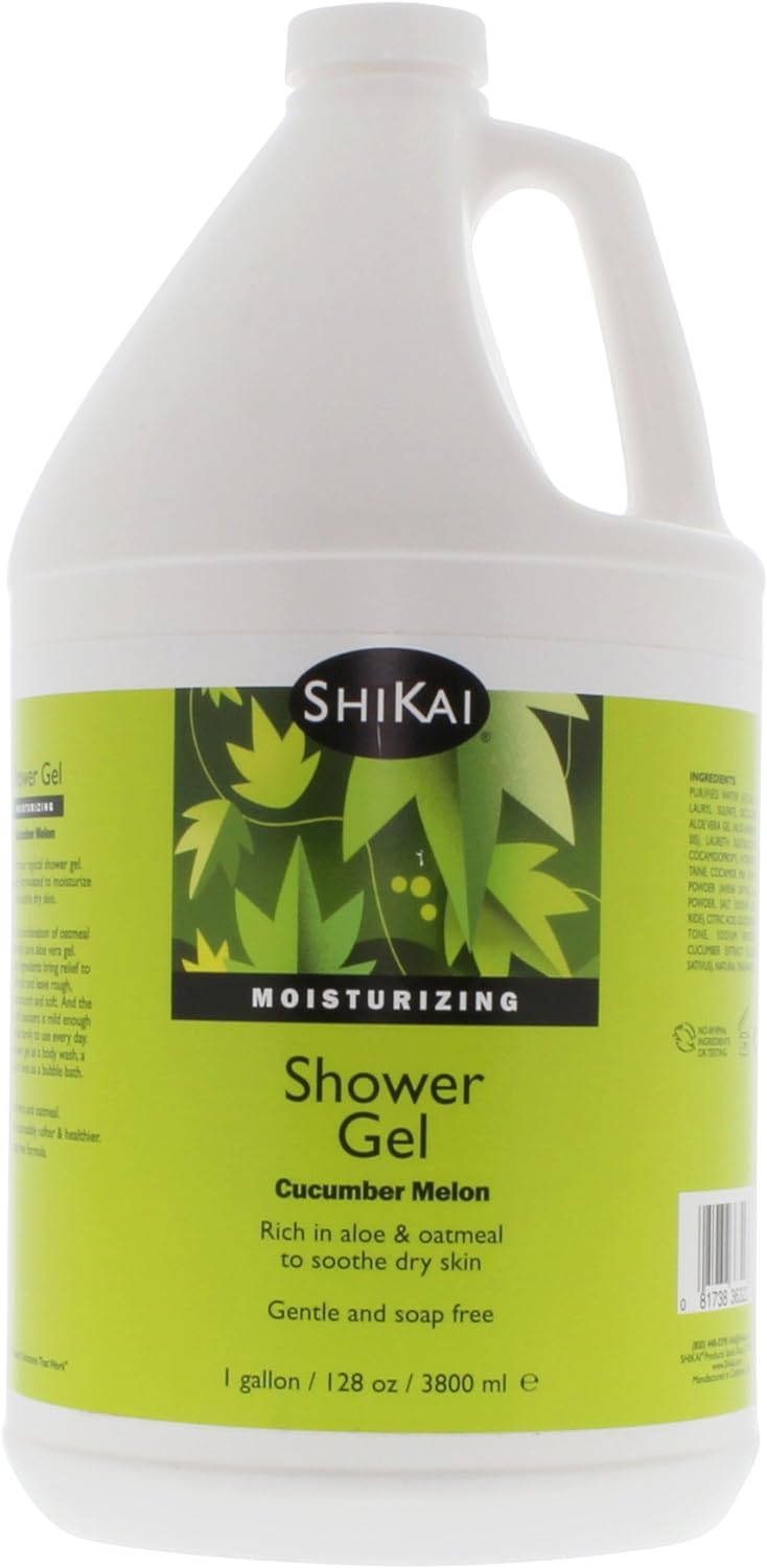 ShiKai Daily Moisturizing Shower Gel (Cucumber Melon, 1 Gallon) | Gentle Formula | with Aloe Vera & Oatmeal for Soft, Healthy Skin | Dry Skin Relief