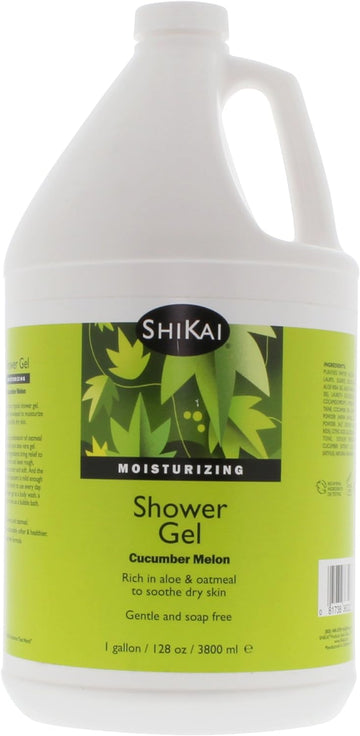 ShiKai Daily Moisturizing Shower Gel (Cucumber Melon, 1 Gallon) | Gentle Formula | with Aloe Vera & Oatmeal for Soft, Healthy Skin | Dry Skin Relief