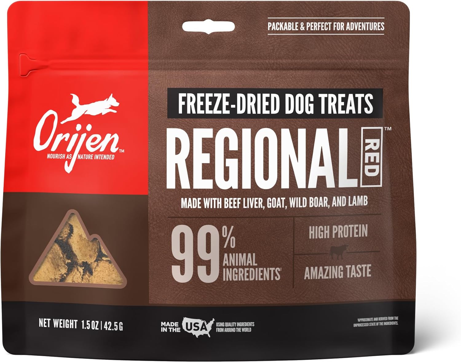 Orijen Freeze Dried Beef Recipe Dog Treats, Wholeprey Ingredients, 1.25Oz