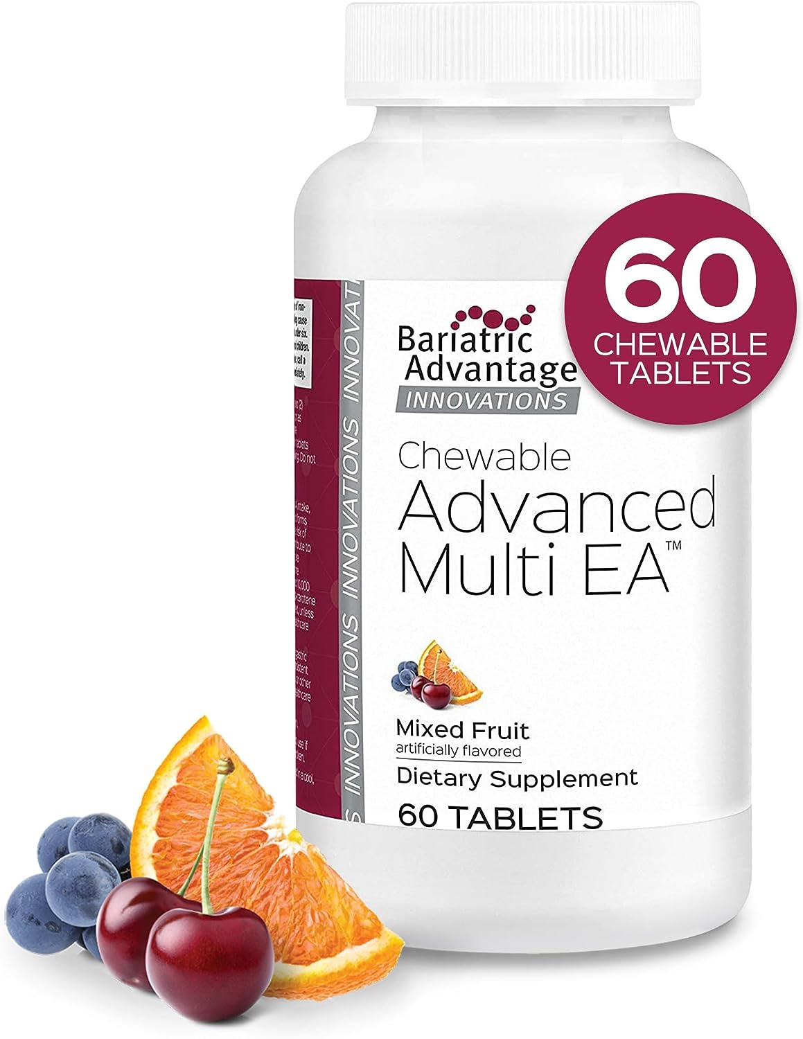 Bariatric Advantage Chewable Advanced Multi EA - High Potency Daily Multivitamin for Bariatric Surgery Patients - Mixed Fruit Flavor - 60 Count