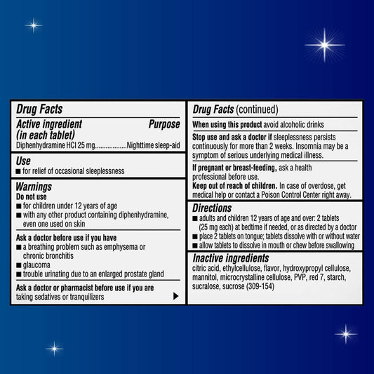 Unisom SleepMelts, Nighttime Sleep-aid, Diphenhydramine HCI, 24 Tablets, 25mg