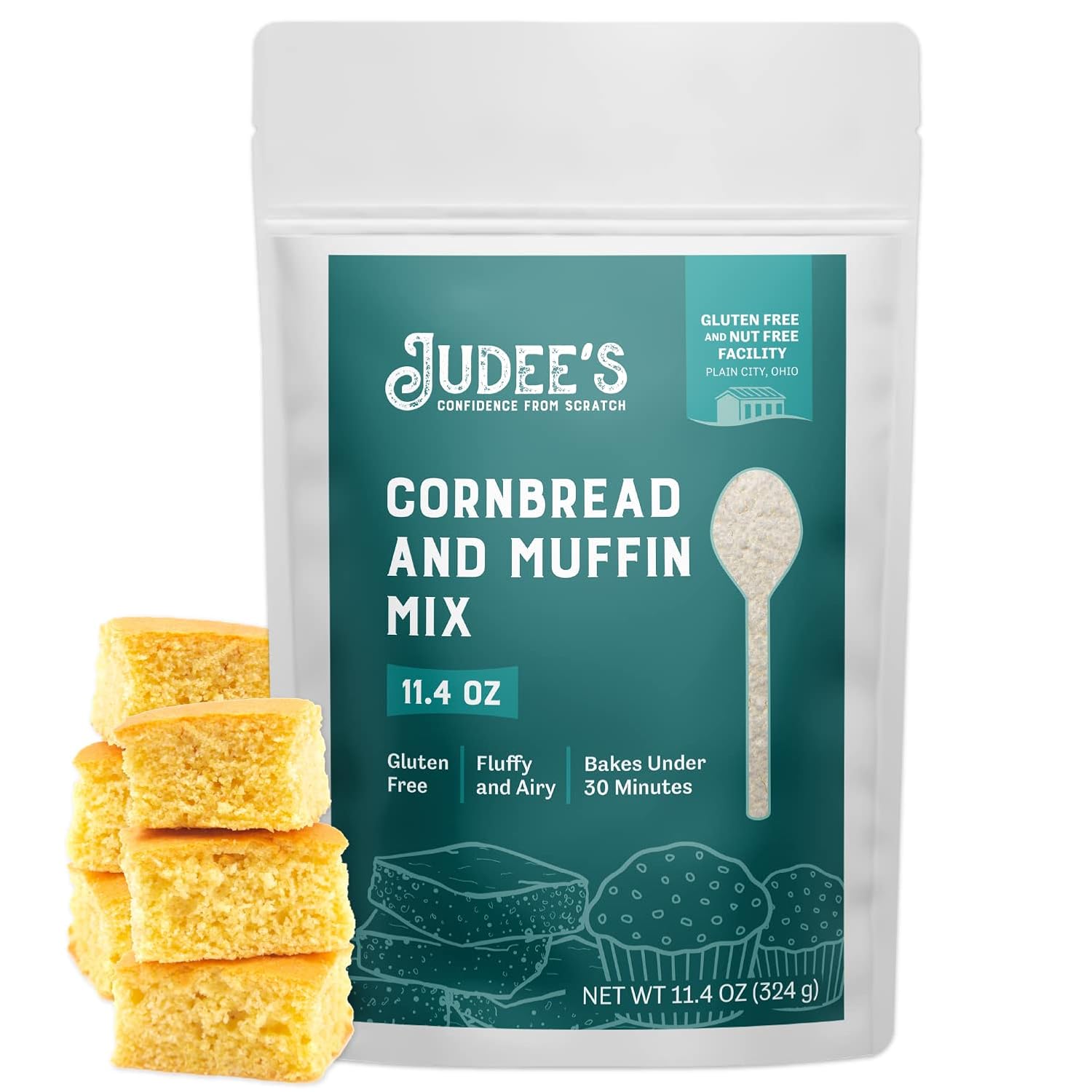 Judee'S Cornbread And Muffin Mix 11.4 Oz - Baking Supplies - Just Add Water - 100% Non-Gmo, Gluten-Free And Nut-Free - Pair With Soups And Chili - Serve As Appetizers Or Snacks