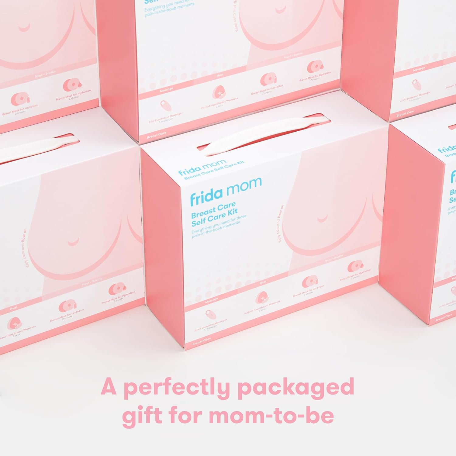 Frida Mom Breast Care Self Kit - 2-in-1 Lactation Massager, Instant Heat Warmers, Mask for Hydration, 9 Piece Set : Baby