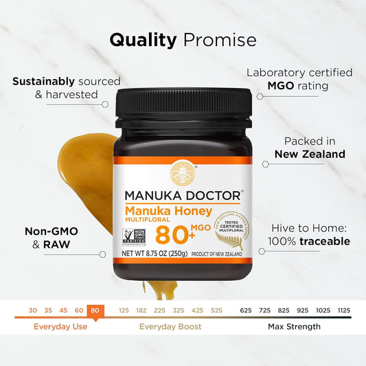 Manuka Doctor - Mgo 80+ Manuka Honey Multifloral, 100% Pure New Zealand Honey. Certified. Guaranteed. Raw. Non-Gmo (8.75Oz)