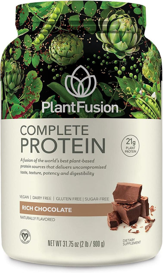 PlanFusion Complete Protein and Meal Bundle, Vegan, Dairy Free, Gluten Free, Soy Free, Allergy Free w/Digestive Enzyme, Dietary Supplement, Complete Protein Chocolate 2 LB, Complete Meal Vanilla 2 LB